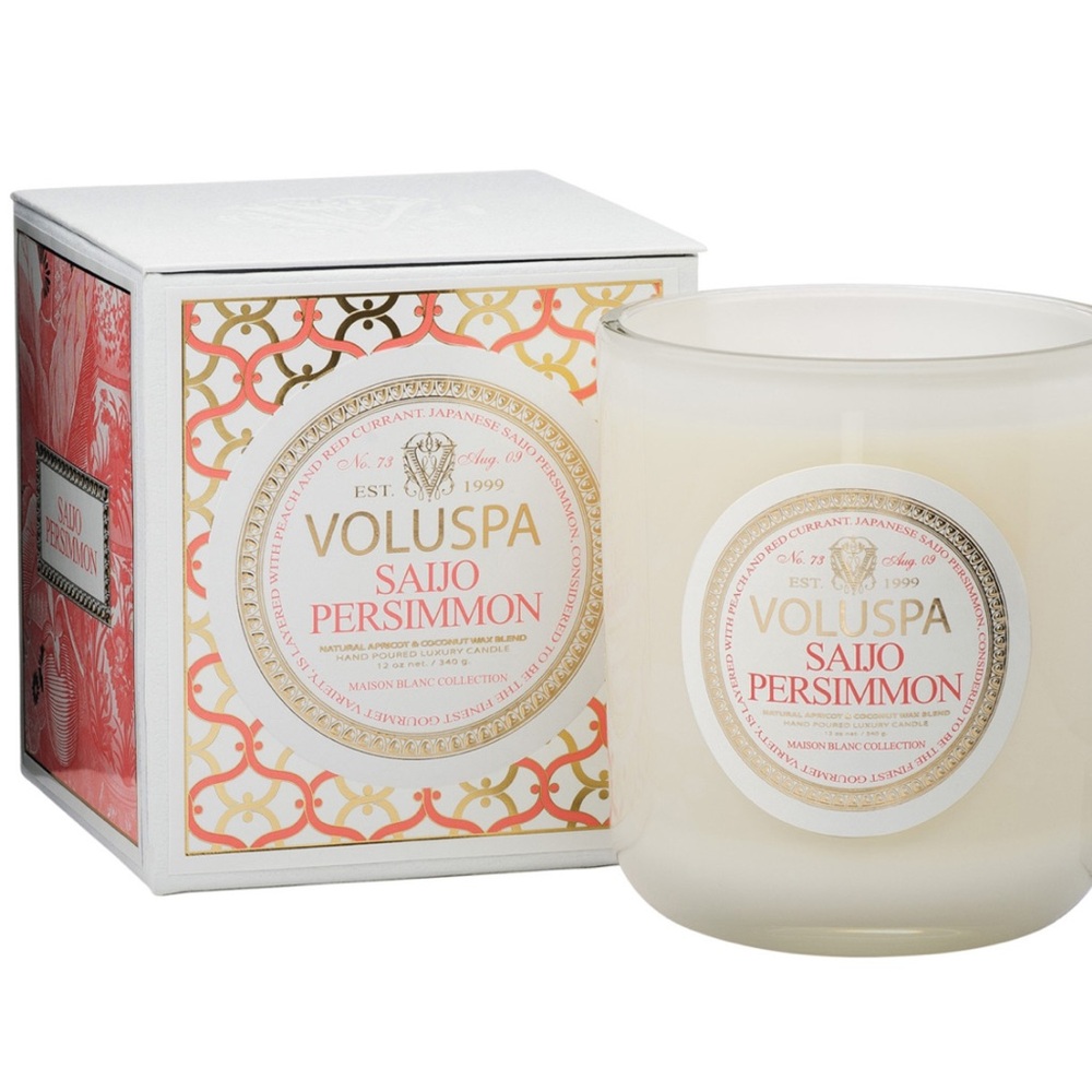 BNWB Voluspa Saijo Persimmon Classic Maison Candle, 100 hour 12 oz (Jumbo Size)